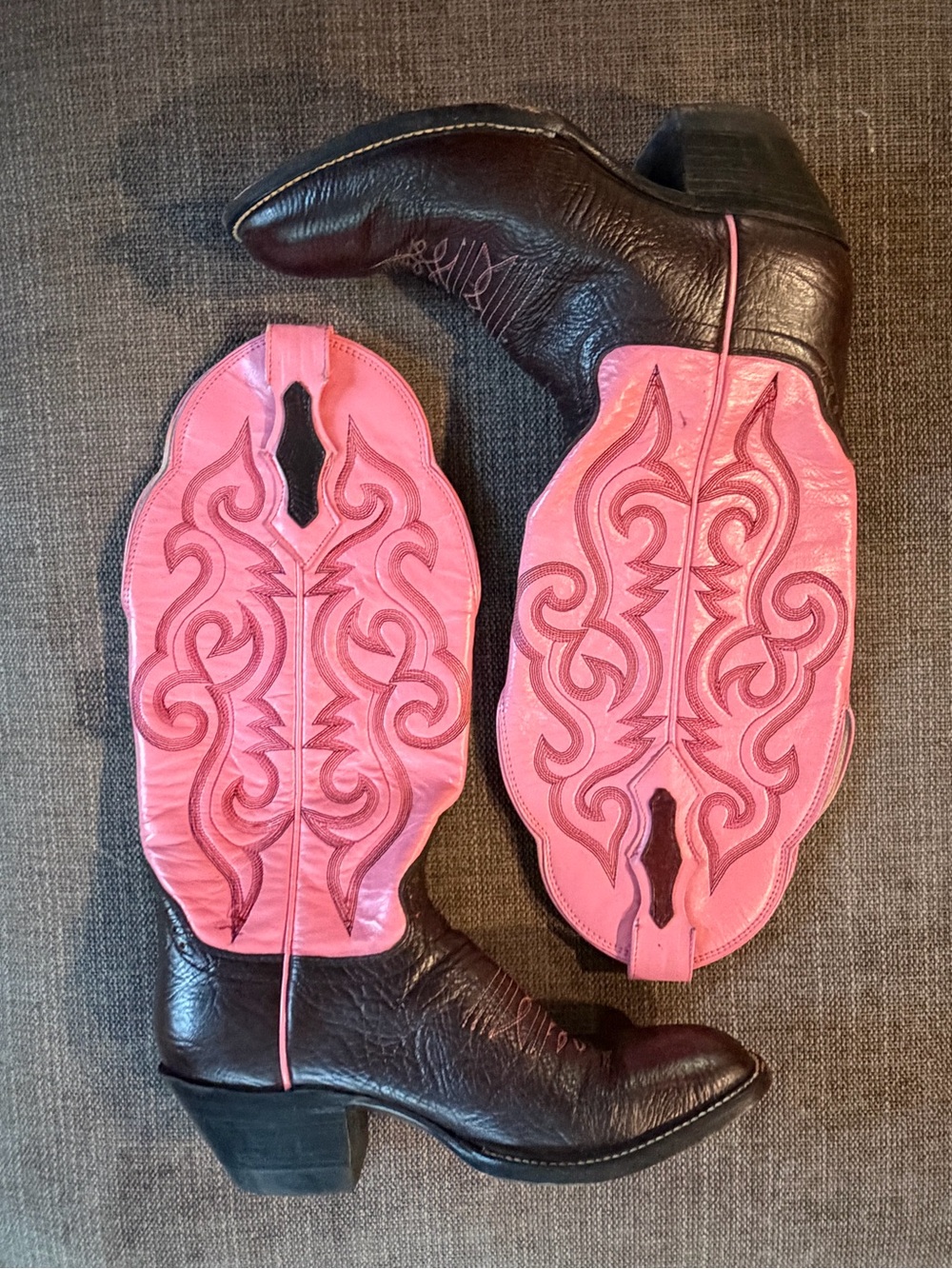Hondo Western Pink and Brown Women's Cowboy Boots